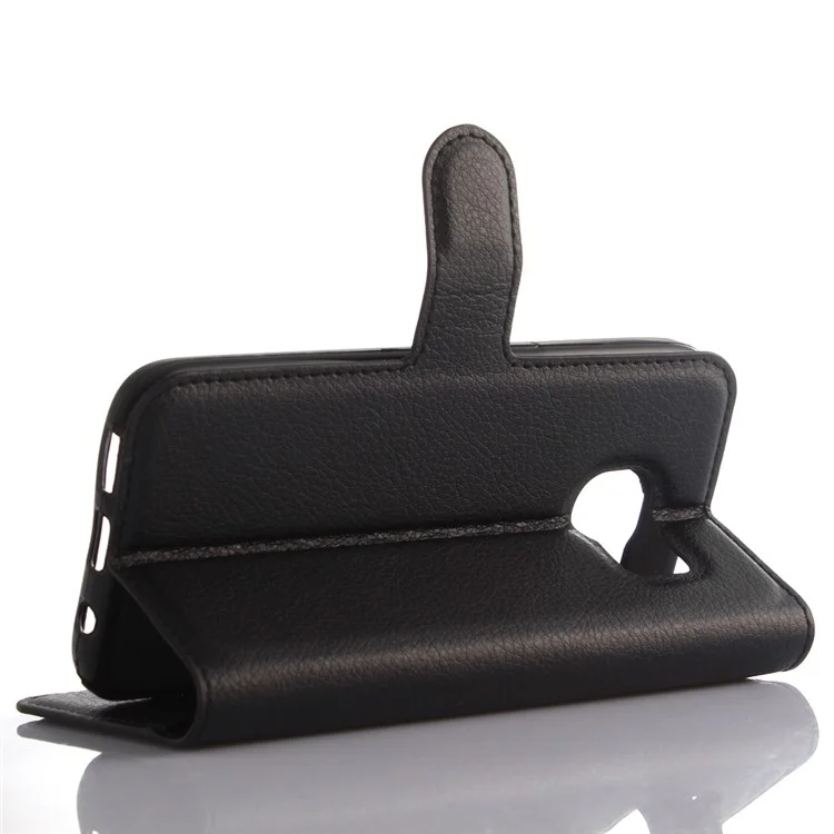 Litchi Skin Wallet Stand Leather Phone Cover for Samsung Galaxy S7 Edge Mobile Phone Accessories - Black-Cellmalls