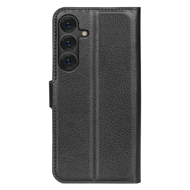 For Samsung Galaxy S25+ Case Litchi Texture Shockproof Leather Wallet Phone Cover - Black-Cellmalls