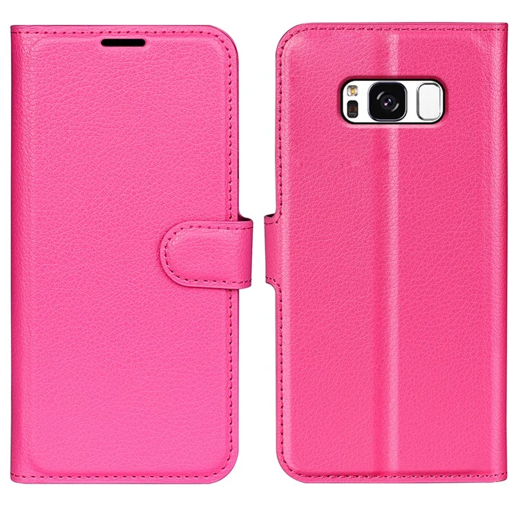 For Samsung Galaxy S8 Litchi Skin Leather Stand Case with Folio Flip Wallet Stand Design - Black-Cellmalls