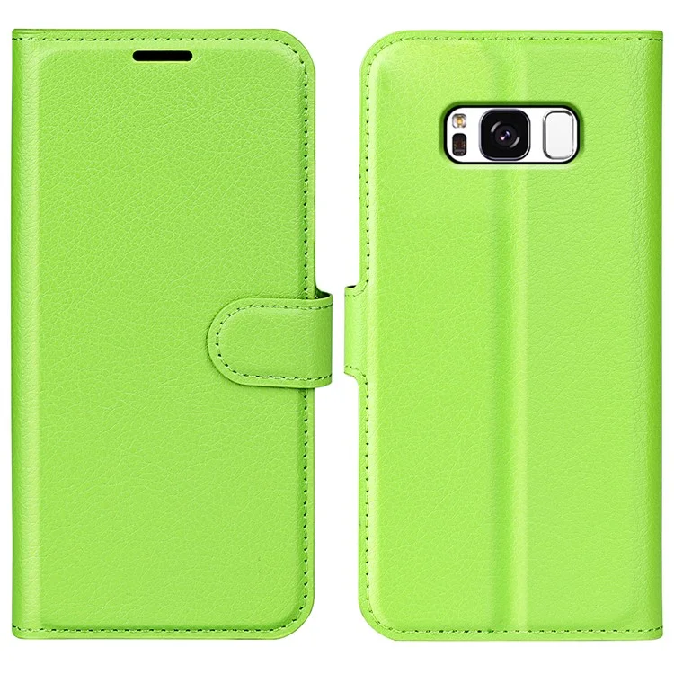 For Samsung Galaxy S8 Litchi Skin Leather Stand Case with Folio Flip Wallet Stand Design - Black-Cellmalls