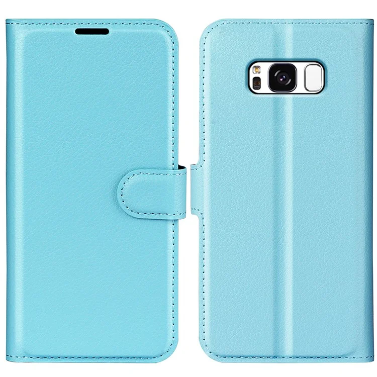 For Samsung Galaxy S8 Litchi Skin Leather Stand Case with Folio Flip Wallet Stand Design - Black-Cellmalls