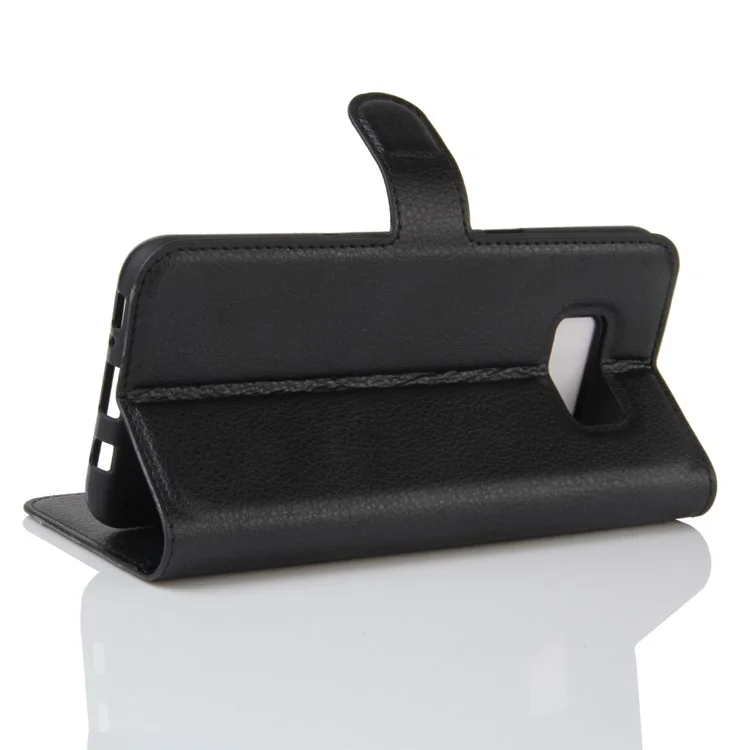 For Samsung Galaxy S8 Plus Lychee Litchi Skin Wallet Leather Stand Case with Magnetic Clasp Closure - Black-Cellmalls