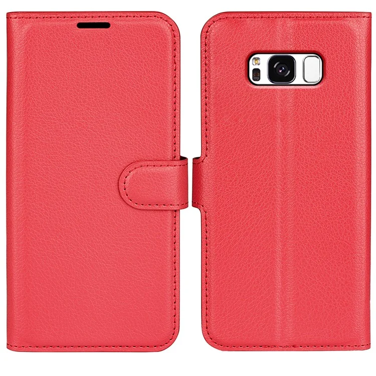 For Samsung Galaxy S8 Litchi Skin Leather Stand Case with Folio Flip Wallet Stand Design - Black-Cellmalls