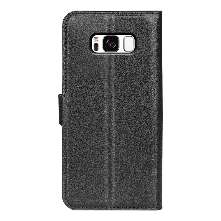 For Samsung Galaxy S8 Litchi Skin Leather Stand Case with Folio Flip Wallet Stand Design - Black-Cellmalls