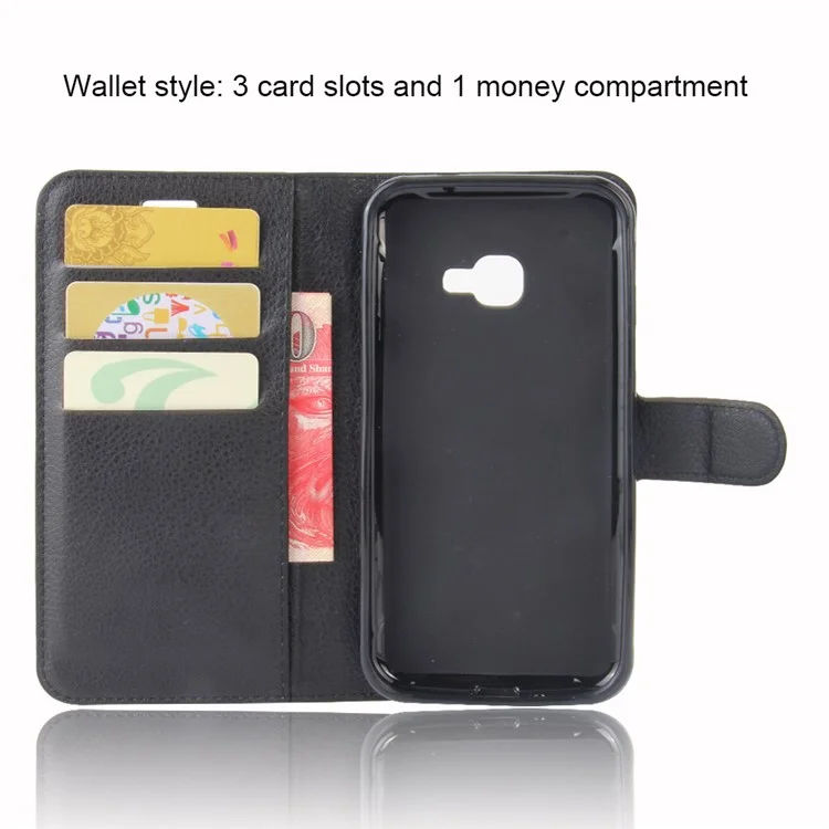Litchi Skin Wallet Leather Stand Case for Samsung Galaxy Xcover 4s / Xcover 4 G390F - Black-Cellmalls