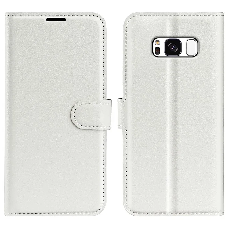 For Samsung Galaxy S8 Litchi Skin Leather Stand Case with Folio Flip Wallet Stand Design - Black-Cellmalls