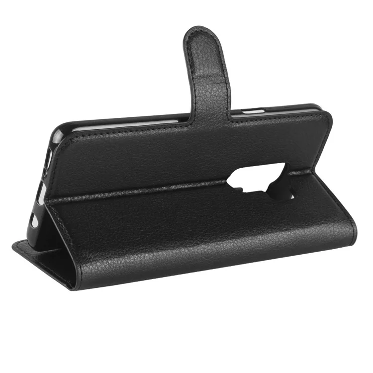 Litchi Skin Magnetic Leather Stand Cover for Samsung Galaxy S9+ G965 Wallet Design Phone Case - Black-Cellmalls