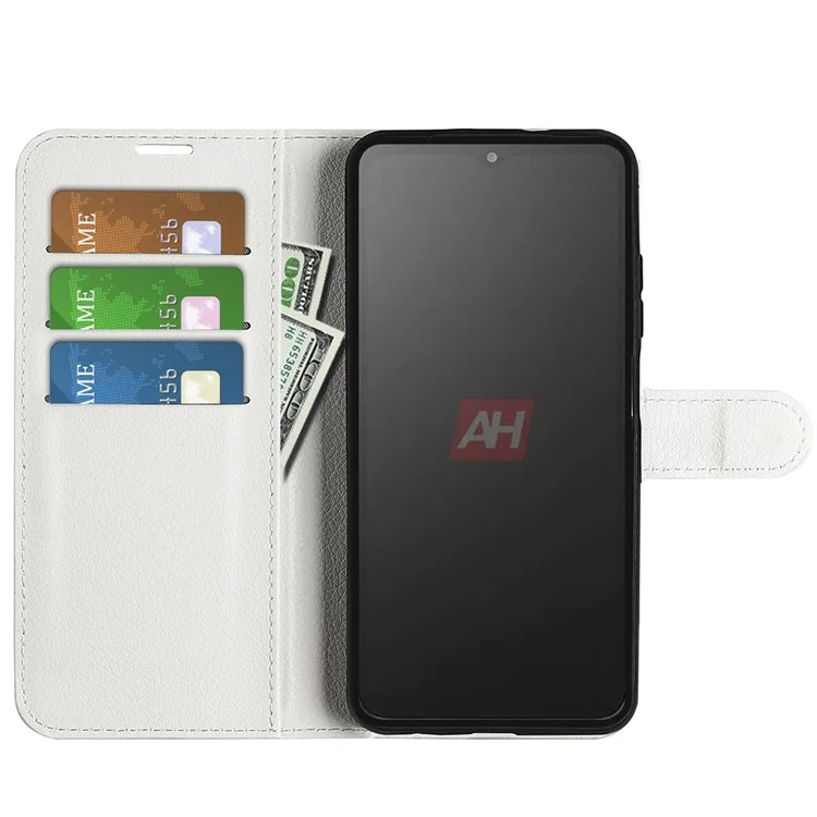 For Samsung Galaxy Xcover7 Litchi Texture PU Leather Wallet Case Card Slot Stand Phone Cover - White-Cellmalls