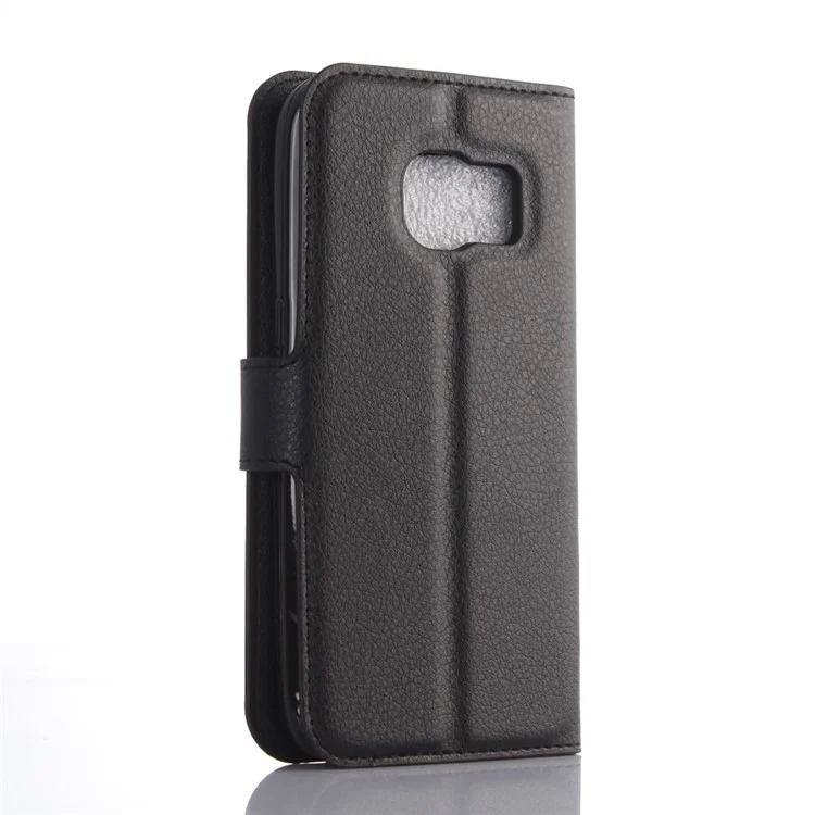 Litchi Skin Wallet Stand Leather Phone Cover for Samsung Galaxy S7 Edge Mobile Phone Accessories - Black-Cellmalls