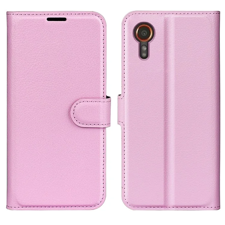 For Samsung Galaxy Xcover7 Litchi Texture PU Leather Wallet Case Card Slot Stand Phone Cover - White-Cellmalls