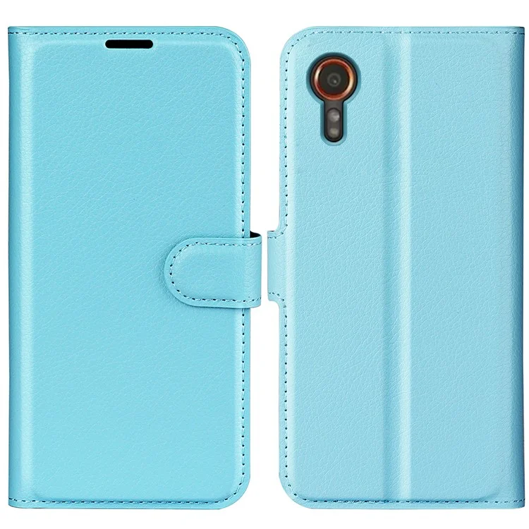 For Samsung Galaxy Xcover7 Litchi Texture PU Leather Wallet Case Card Slot Stand Phone Cover - White-Cellmalls