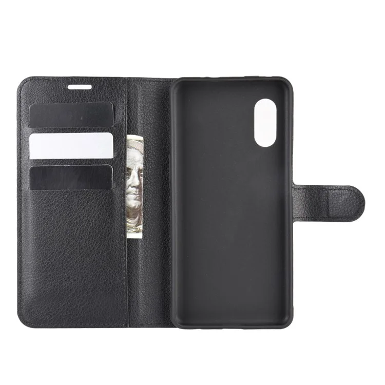 Litchi Skin Wallet Leather Stand Case for Samsung Galaxy Xcover Pro - Black-Cellmalls
