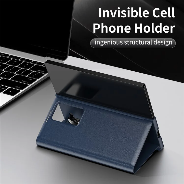 For Samsung Galaxy Z Fold6 5G Case with Card Holder Smart View Window Leather Phone Cover - Sapphire-Cellmalls