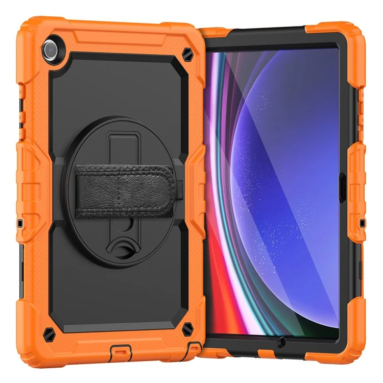 For Samsung Galaxy Tab A9+ SM-X210 SM-X216 SM-X215 Protective Cover PC+Silicone Kickstand Tablet Case - Black+Orange-Cellmalls
