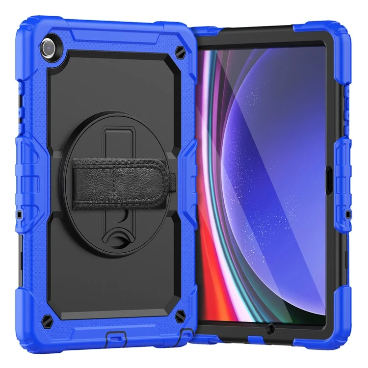For Samsung Galaxy Tab A9+ SM-X210 SM-X216 SM-X215 Protective Cover PC+Silicone Kickstand Tablet Case - Black+Orange-Cellmalls