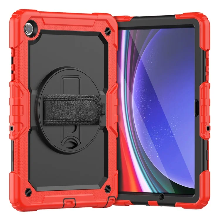 For Samsung Galaxy Tab A9+ SM-X210 SM-X216 SM-X215 Protective Cover PC+Silicone Kickstand Tablet Case - Black+Orange-Cellmalls