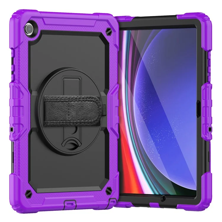 For Samsung Galaxy Tab A9+ SM-X210 SM-X216 SM-X215 Protective Cover PC+Silicone Kickstand Tablet Case - Black+Orange-Cellmalls