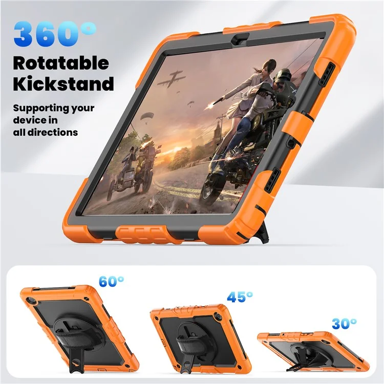 For Samsung Galaxy Tab A9+ SM-X210 SM-X216 SM-X215 Protective Cover PC+Silicone Kickstand Tablet Case - Black+Orange-Cellmalls