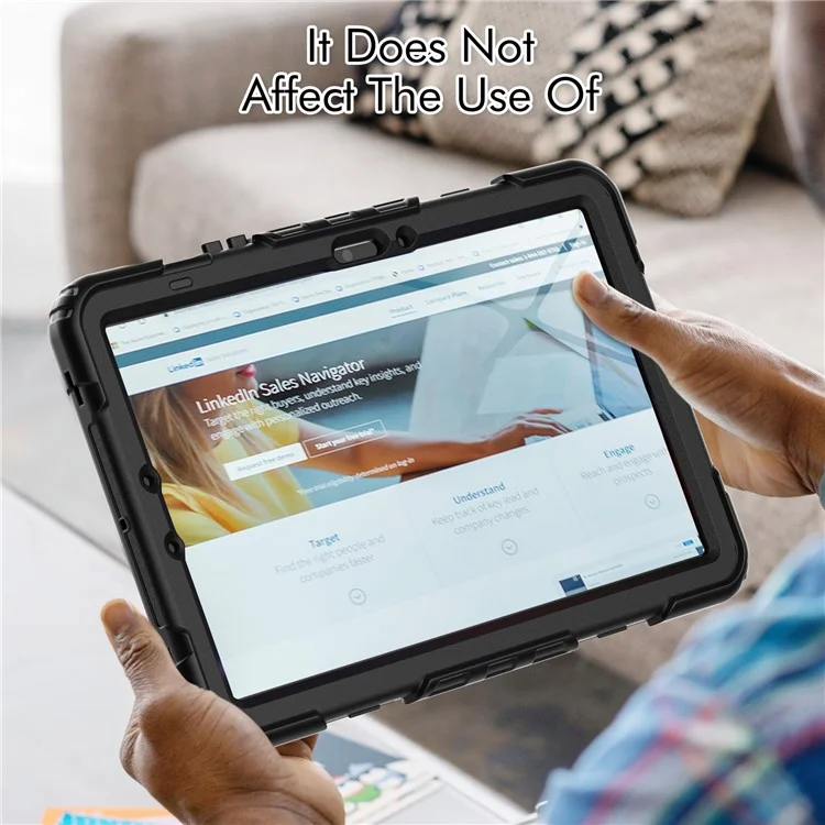 For Samsung Galaxy Tab S10 FE / S9 FE SM-X510 SM-X516B PC+Silicone Kickstand Tablet Cover with Hand Strap - Black+Black-Cellmalls