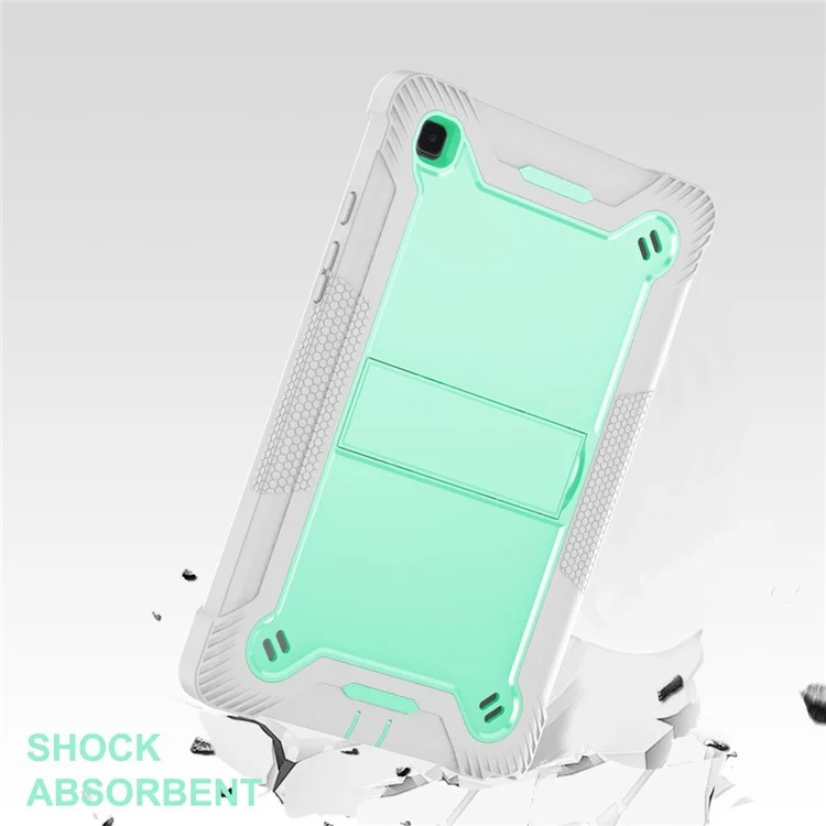 For Samsung Galaxy Tab A7 10.4 (2020) / (2022) Tablet Case Silicone + PC Protective Armor Kickstand Cover - Grey+Mint Green-Cellmalls