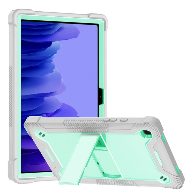 For Samsung Galaxy Tab A7 10.4 (2020) / (2022) Tablet Case Silicone + PC Protective Armor Kickstand Cover - Grey+Mint Green-Cellmalls