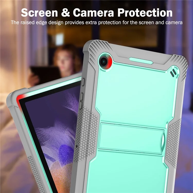 For Samsung Galaxy Tab A8 10.5 (2021) / (2022) Tablet Case Kickstand Silicone + PC Shockproof Armor Cover - Grey+Mint Green-Cellmalls