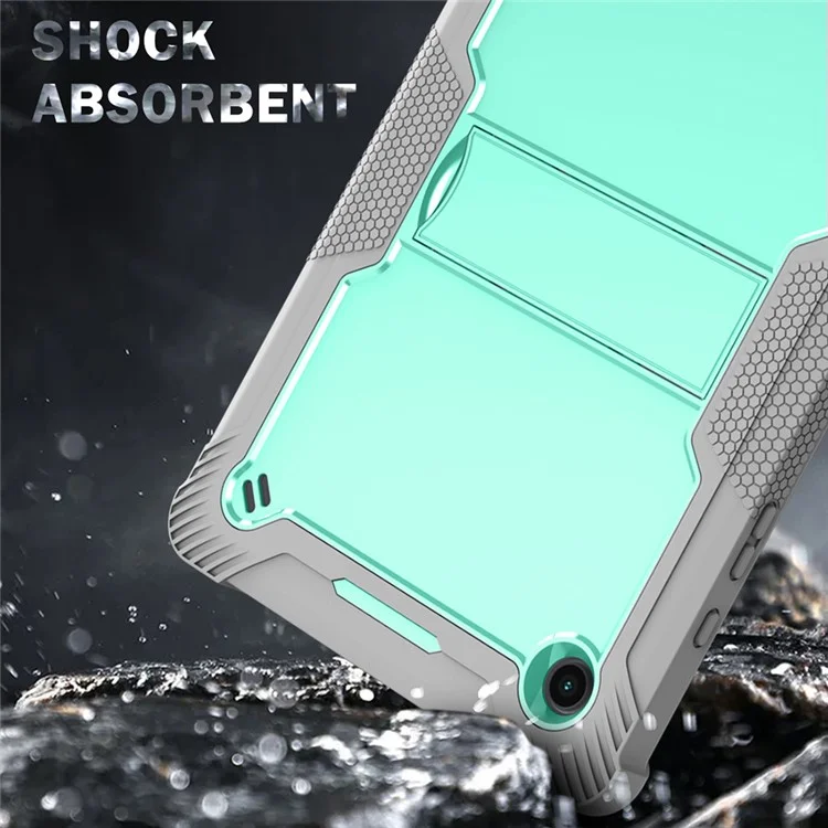 For Samsung Galaxy Tab A8 10.5 (2021) / (2022) Tablet Case Kickstand Silicone + PC Shockproof Armor Cover - Grey+Mint Green-Cellmalls