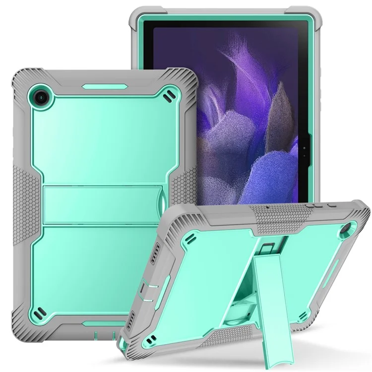 For Samsung Galaxy Tab A8 10.5 (2021) / (2022) Tablet Case Kickstand Silicone + PC Shockproof Armor Cover - Grey+Mint Green-Cellmalls