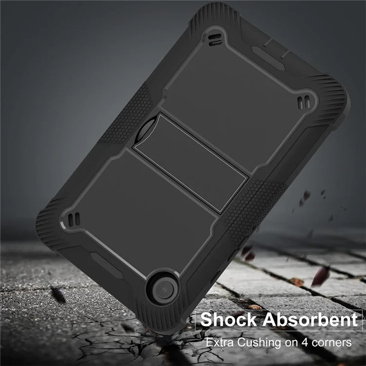 For Samsung Galaxy Tab A9 Kickstand Cover Silicone + PC Defender Shockproof Tablet Case - Black-Cellmalls