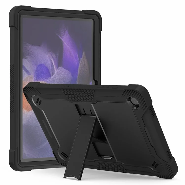For Samsung Galaxy Tab A9+ Kickstand Cover Protective Silicone + PC Tablet Case - Black-Cellmalls