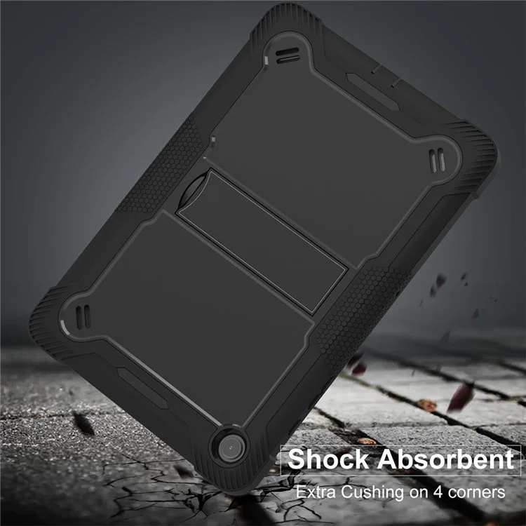 For Samsung Galaxy Tab A9+ Kickstand Cover Protective Silicone + PC Tablet Case - Black-Cellmalls