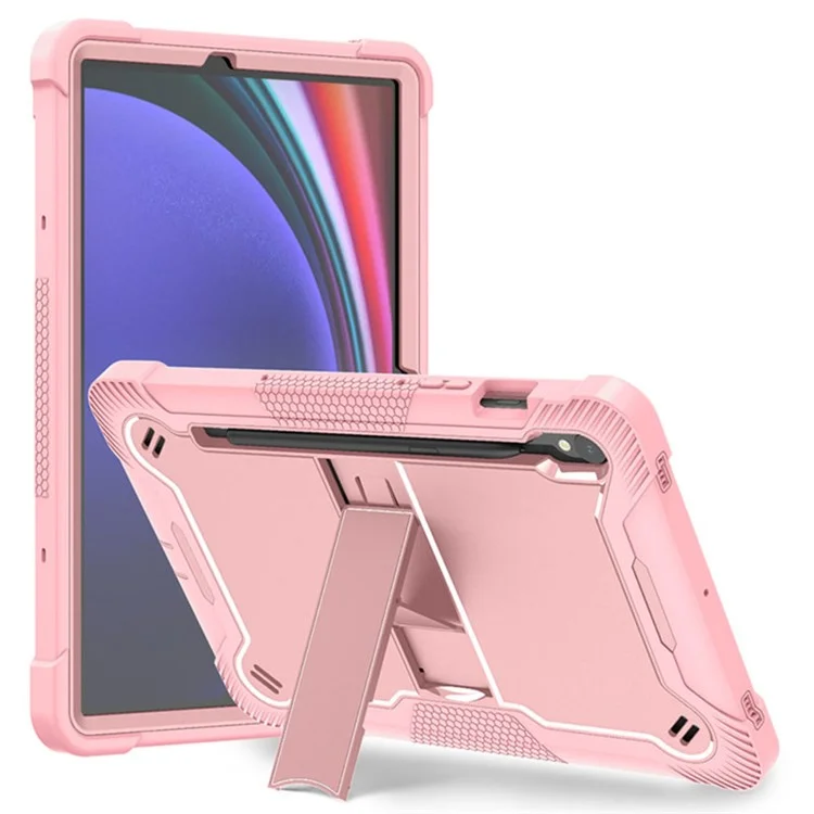 Kickstand Case for Samsung Galaxy Tab S10 FE / S9 FE / S9 Fall Protection Silicone + PC Tablet Cover - Grey+Mint Green-Cellmalls