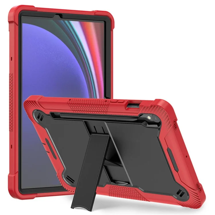 Kickstand Case for Samsung Galaxy Tab S10 FE / S9 FE / S9 Fall Protection Silicone + PC Tablet Cover - Grey+Mint Green-Cellmalls