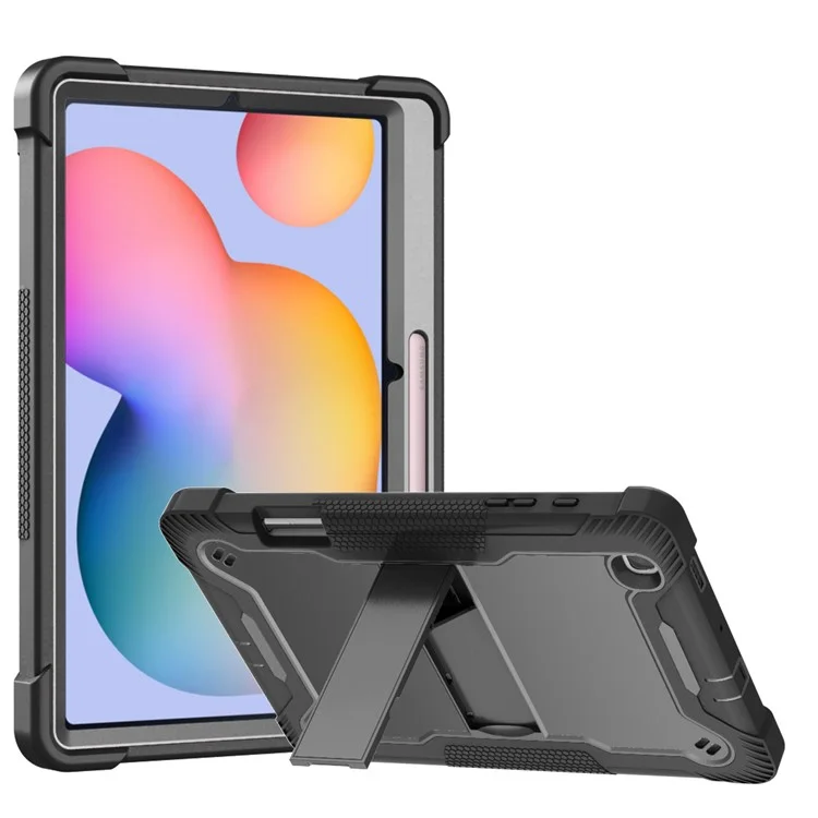 For Samsung Galaxy Tab S6 Lite (2024) / S6 Lite (2022) / S6 Lite (2020) Silicone + PC Tablet Case Kickstand Protection Cover - Black-Cellmalls