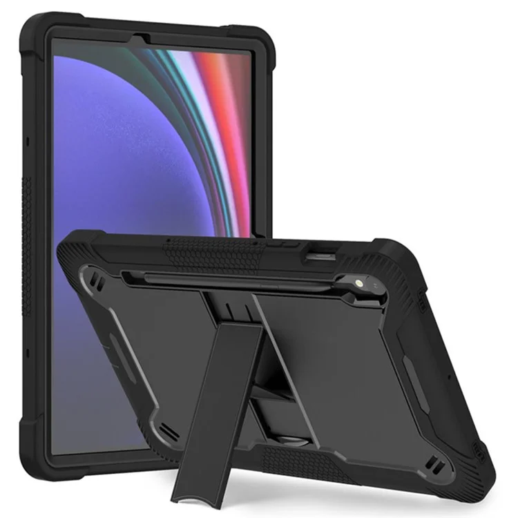Kickstand Case for Samsung Galaxy Tab S10 FE / S9 FE / S9 Fall Protection Silicone + PC Tablet Cover - Grey+Mint Green-Cellmalls
