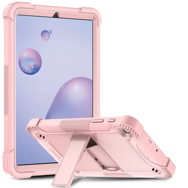 For Samsung Galaxy Tab A7 Lite 8.7-inch Tablet Case Silicone + PC Rugged Protective Kickstand Cover - Grey+Mint Green-Cellmalls