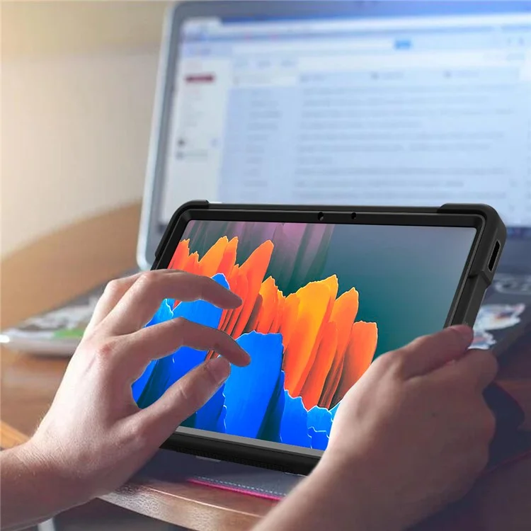 Shockproof Cover for Samsung Galaxy Tab S8 / S7 , Kickstand Silicone + PC Tablet Case - Black-Cellmalls