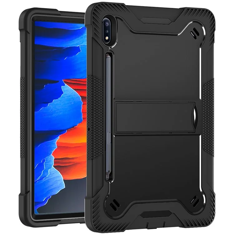 Shockproof Cover for Samsung Galaxy Tab S8 / S7 , Kickstand Silicone + PC Tablet Case - Black-Cellmalls