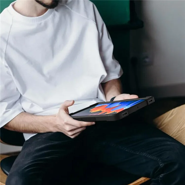 Shockproof Cover for Samsung Galaxy Tab S8 / S7 , Kickstand Silicone + PC Tablet Case - Black-Cellmalls