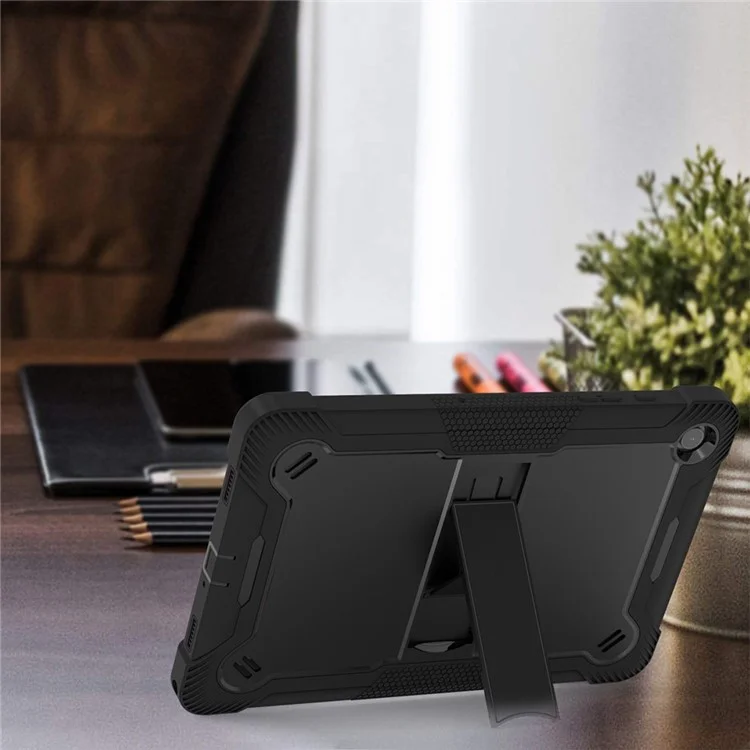 For Samsung Galaxy Tab A9+ Kickstand Cover Protective Silicone + PC Tablet Case - Black-Cellmalls