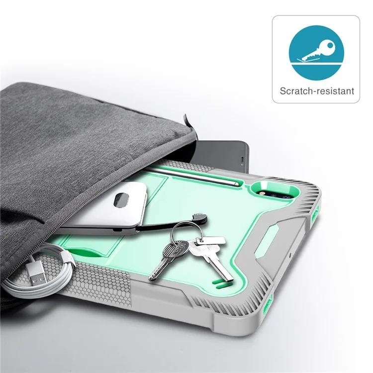 For Samsung Galaxy Tab S8 Ultra Kickstand Tablet Case Silicone + PC Shockproof Cover - Grey+Mint Green-Cellmalls