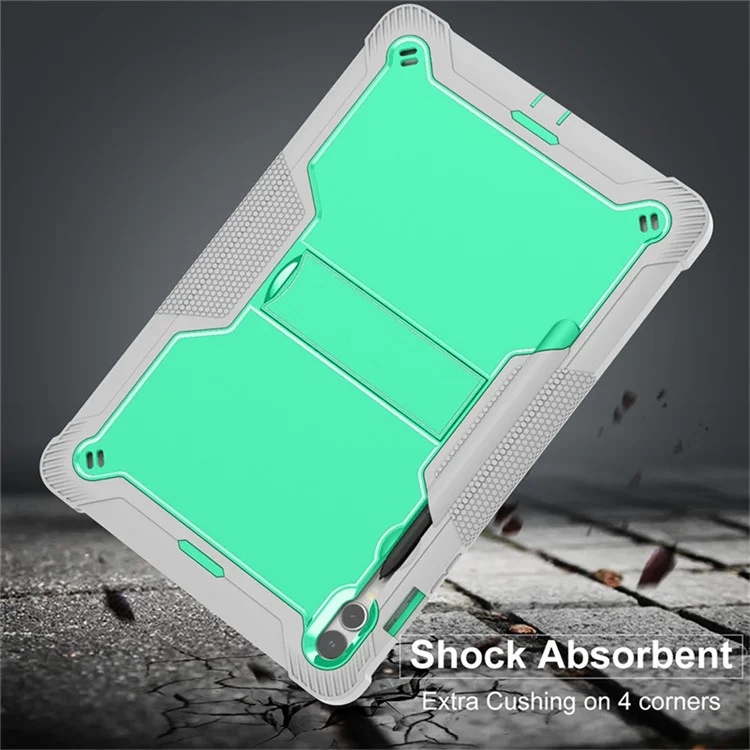 Kickstand Case for Samsung Galaxy Tab S9+ , Shockproof Silicone + PC Tablet Cover - Grey+Mint Green-Cellmalls