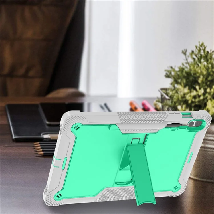 Kickstand Case for Samsung Galaxy Tab S9+ , Shockproof Silicone + PC Tablet Cover - Grey+Mint Green-Cellmalls