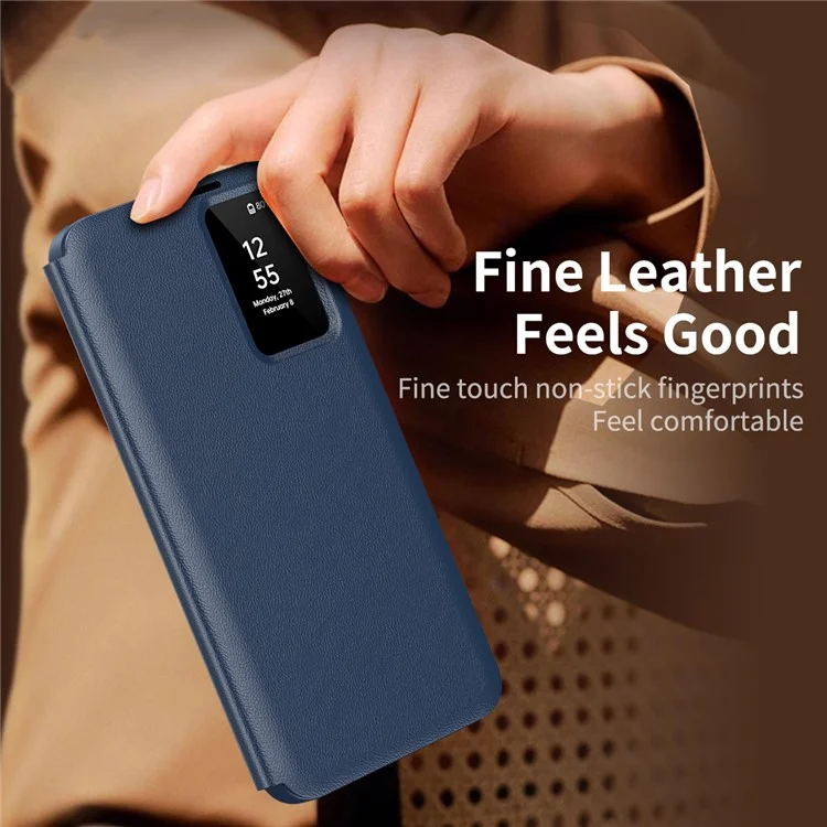 For Samsung Galaxy S24 FE Case with Card Holder Smart View Window Leather Phone Cover - Sapphire-Cellmalls