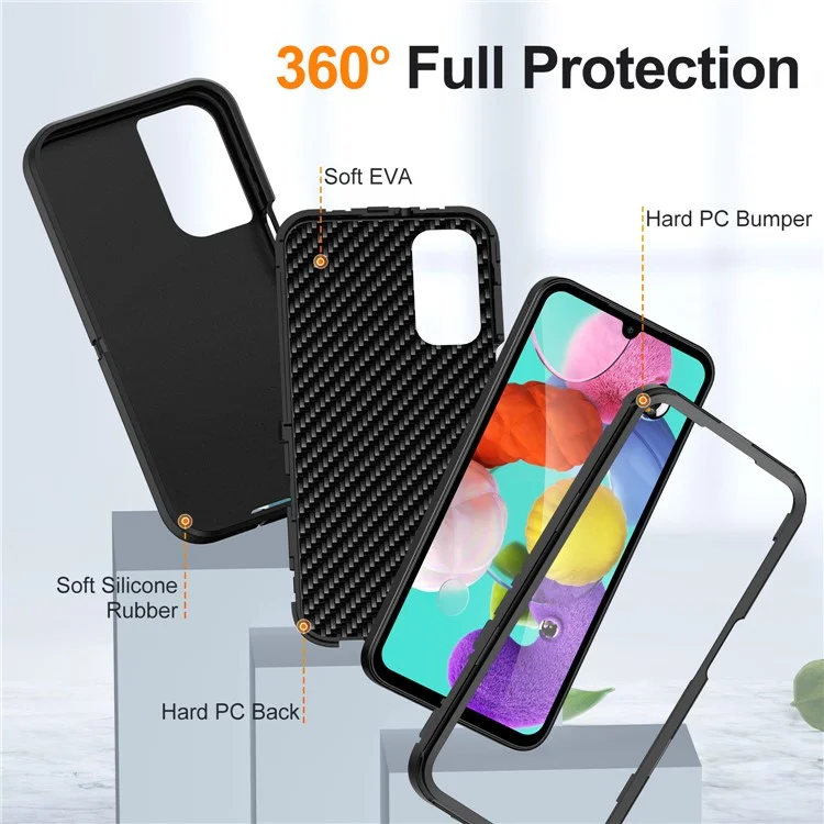 For Samsung Galaxy A15 4G Shockproof Case PC+TPU+PC Phone Back Cover - Black-Cellmalls