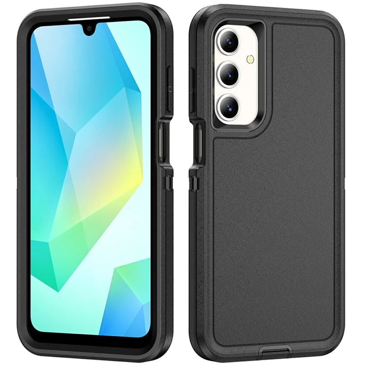 For Samsung Galaxy A16 4G / 5G Case PC+Silicone+EVA 3-in-1 Shockproof Phone Cover - Black+Black-Cellmalls