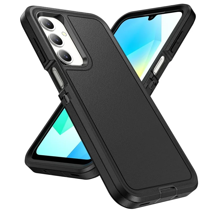 For Samsung Galaxy A16 4G / 5G Case PC+Silicone+EVA 3-in-1 Shockproof Phone Cover - Black+Black-Cellmalls