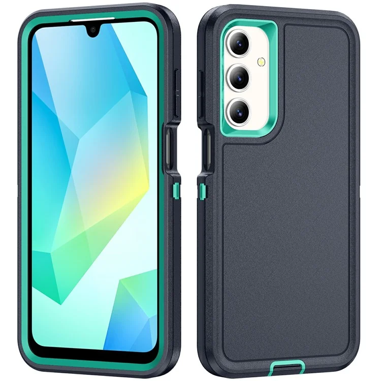 For Samsung Galaxy A16 4G / 5G Case PC+Silicone+EVA 3-in-1 Shockproof Phone Cover - Black+Black-Cellmalls