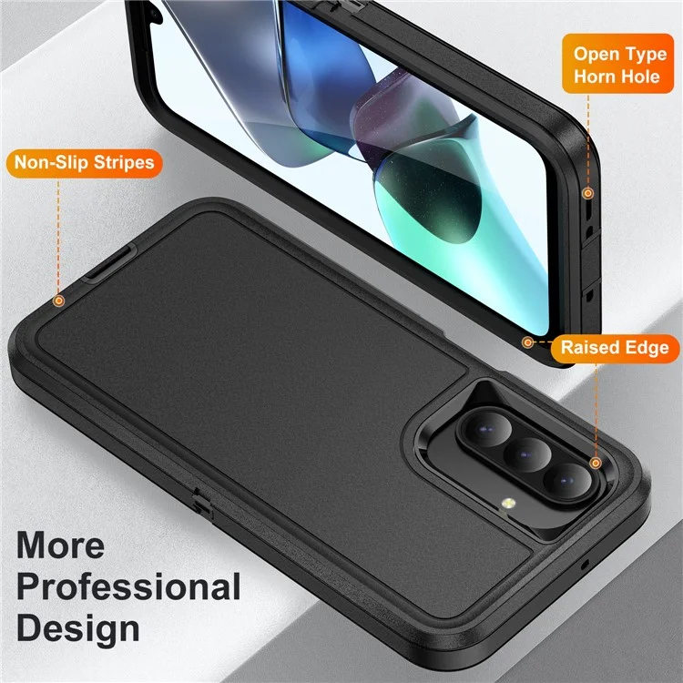 For Samsung Galaxy A26 5G Case PC + Silicone + EVA 3 in 1 Shockproof Phone Cover - Black + Black-Cellmalls