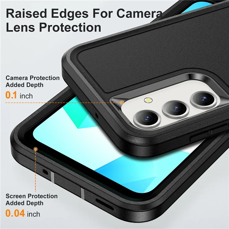 For Samsung Galaxy A16 4G / 5G Case PC+Silicone+EVA 3-in-1 Shockproof Phone Cover - Black+Black-Cellmalls